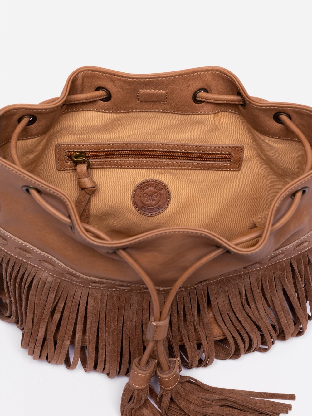 JOHNNY WAS ITALIAN LEATHER FRINGE BUCKET BAG - Picture 3 of 6